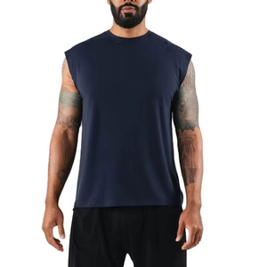 เสื้อยืดแขนกุดผู้ชายผ้าฝ้ายสำหรับออกกำลังกายฟิตเนสเพาะกาย บริการ OEM - Product Image 1