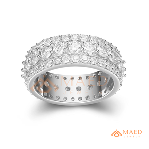 Mens <b>Silver</b> Tone Moissanite Diamond <b>Eternity</b> Band <b>Ring</b> Luxury Hip Hop Jewelry for Men - Product Image 6