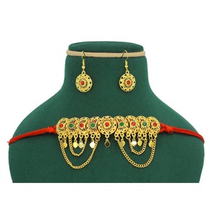 Ensemble de collier choker en or arabe élégant pour femmes, ensemble de bijoux de mariée traditionnels du Moyen-Orient, style Dubaï, bijoux de luxe Dubaï - Product Image 5