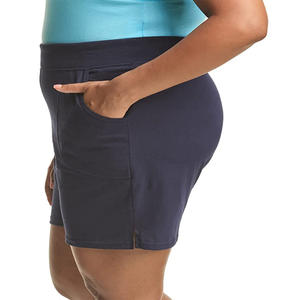 Shorts décontractés en coton grande taille pour femmes, personnalisables avec logo, bleu et noir, style streetwear, respirants - Product Image 2