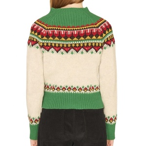 Women's Green <b>Turtleneck</b> Wool <b>Sweater</b> With Embroidered Pattern Full Sleeve Casual Winter Knit Pullover Thick Hand Knitted - Product Image 1