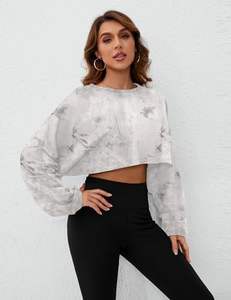 Sudadera Corta de Invierno para Mujer, Diseño Personalizado, Manga Larga, Corte Holgado, Cuello Redondo, Estilo Casual, Sublimada por Delante - Product Image 5