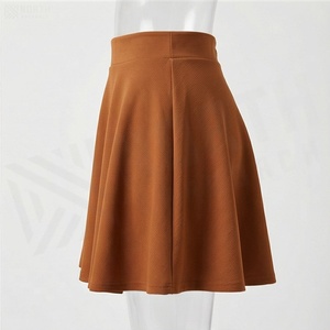 Minifalda de Mujer con Cintura Elástica, Corte en A, Color Sólido, Plisada, Informal, para Todas las Temporadas, Tejido de Punto de Poliéster y Spandex - Product Image 3
