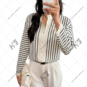 Chemise élégante à rayures verticales noires et blanches à manches longues, chemise boutonnée surdimensionnée en coton et lin personnalisée – Manches longues décontractées - Product Image 6