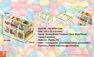 Kwang Hsieh PS <b>Plastic</b> Classic Eco-Friendly Gold Glossy Decorative Treasure Chest Candy <b>Box</b> Folding Food Jewelry <b>Display</b> Open - Product Image 6