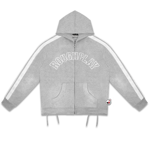 เสื้อฮู้ดซิปผู้ชาย ROUGHPLAY คุณภาพพรีเมียม ผ้าเฟรนช์เทอร์รี่ ทรงปกติ สปอร์ต พิมพ์ลายตัวอักษร แขนยาว เหมาะสำหรับฤดูหนาวและการเดินทาง - Product Image 4