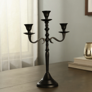 Candélabre de luxe vintage en aluminium à 3 bras, chandelier décoratif en métal, centre de table pour mariage, Noël, table à manger - Product Image 2