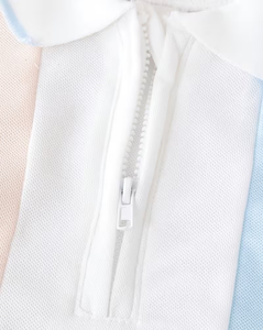 White and Light Blue Breathable Short Sleeve Polo Shirt for Boys Casual Knitted Polyester/Cotton Jersey Floral Pattern - Product Image 4