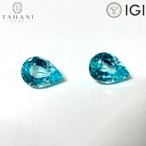 Piedras Preciosas de Granate YAG Verde Paraíba, Corte Pera, Cultivadas en Laboratorio AG, Certificadas por IGI, Sueltas, 5x7mm-8x10mm, Color Play Fire Blue, para Joyería - Product Image 3