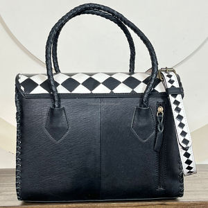 Wholesale Fashionable Hand Tooled Cowhide Leather Speedy Bag Checkered Pattern <b>Handbag</b> Floral Carved Shoulder Tote for Women - Product Image 6