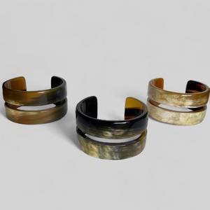 Natural Horn Cuff <b>Bracelet</b> Handmade Polished Black Gray Horn Bangle Layered Open Cuff Natural Craft Jewelry <b>Boho</b> Ethnic Fashion - Product Image 6
