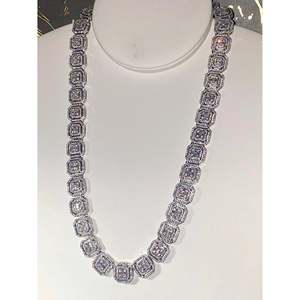 <b>Iced</b> <b>Out</b> Emerald Cut Cluster Link <b>Chain</b> Necklace VVS Moissanite with 925 Sterling Silver Rose Gold & Rhodium Plated for Gift - Product Image 1