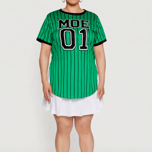 Robe de football américain tendance 2026 personnalisée pour femme, à rayures fines, en maille polyester, manches courtes, uniforme d'équipe, OEM, approvisionnement en gros, USA - Product Image 6