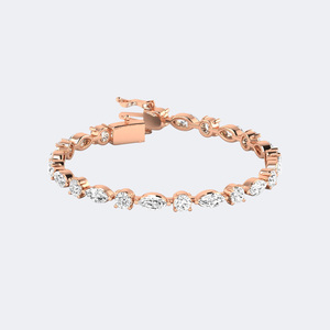 Bracelet tennis en or avec diamants de laboratoire marquise et ronds de 9,24 carats au total, pureté VVS2, couleur EF, bijoux à taille brillant multi-formes - Product Image 4