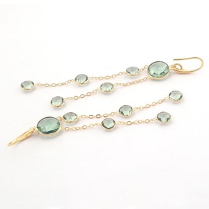 Pendientes Colgantes de Amatista Verde Vintage, Chapados en Oro de 18K, con Engaste de Bisel en Forma de Pera, Plata, Joyería de Fiesta para Mujer, Diseño de Planta - Product Image 3