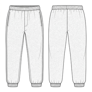 White Men's Jogger Sweatpants Blank Relaxed Fit <b>Trousers</b> for Custom Print - Product Image 2