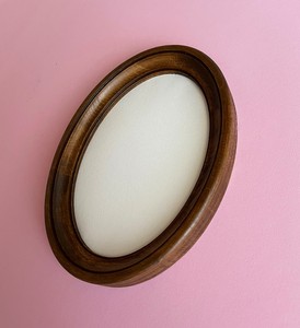 Brown Oval <b>frame</b> wooden oval <b>frame</b> <b>frame</b> on the <b>wall</b> - Product Image 3