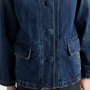 Women 100% Cotton Washed <b>Denim</b> Blouson <b>Jacket</b> Regular Fit Zip Vintage Streetwear <b>Cropped</b> Casual Outerwear Custom Private label - Product Image 5