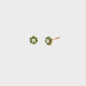 Boucles d'oreilles clous en or jaune 14 carats, garnet tsavorite naturel taille ronde 0,35 ct et diamant de laboratoire 0,06 ct, bijoux pour femme, best-seller - Product Image 2