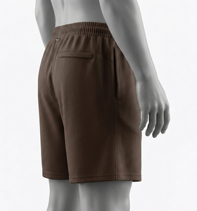 Men's Brown Solid Color Drawstring Shorts Regular Fit With <b>Pockets</b> Breathable Mesh Athletic Wear Summer Sport Shorts - Product Image 3