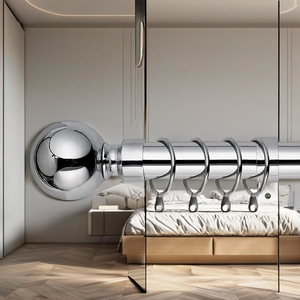 Barras de Cortina de Hierro con Remate de Bola Clásico de Lujo, Extensibles, Longitud Personalizable, Diseño Tradicional Duradero - Product Image 1