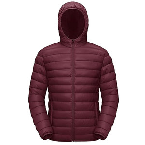 Premium Men's Hooded Canvas Puffer <b>Jacket</b> Lightweight Quilted Insulated with Front Logo for Outdoor Winter Travel and Daily Wear - Product Image 1