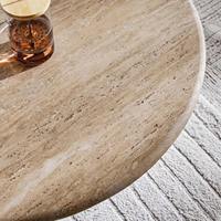 Table basse ronde design en bois massif, base unique sur piétement, mobilier moderne pour salon NAVYANI ARTS NVA301
