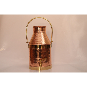 Distributeur d'eau en cuivre pur avec robinet et couvercle en laiton anti-fuite, pot Matka en cuivre traditionnel martelé à la main, réservoir de stockage pour la maison - Product Image 3