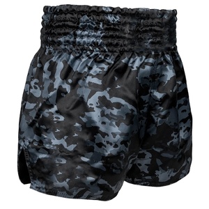 Mauy Thai MMA Kickboxing <b>Shorts</b> <b>Elastic</b> <b>Waist</b> Satin Black Hot <b>Shorts</b> 100% Polyester Breathable for Martial Arts - Product Image 1