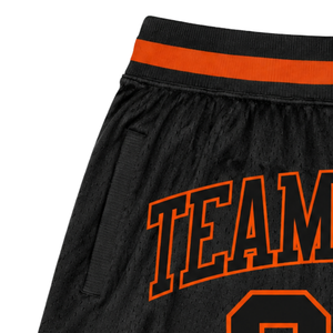 <b>Men</b> <b>Black</b> Orange Sublimated Mesh Basketball <b>Shorts</b> Digital Print Polyester Performance Sportswear Team Game Training Apparel - Product Image 4