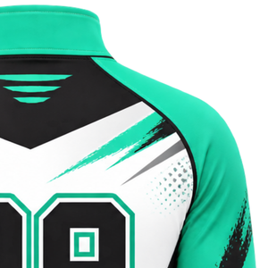 Veste de sport à col zippé vert menthe, noir et blanc, à manches longues, pour l'entraînement athlétique, la course à pied, les entraînements d'équipe et les performances sportives - Product Image 4