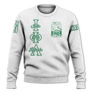 Chaqueta Universitaria Blanca Personalizada Iota Phi Lambda, Suéter Tejido de la Hermandad Iota Phi Lambda - Product Image 5
