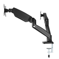 Support d'écran double AUKI noir à ressorts à gaz, pour moniteurs de 13 à 32 pouces, fixation de bureau double écran, support VESA
