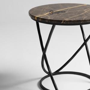 Taburete de Lujo con Tapa Redonda de Mármol Blanco y Base Geométrica de Acero Inoxidable Dorado – Pedestal Decorativo Moderno para Hotel - Product Image 5