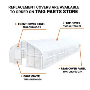 Serra a tunnel 20FT X 60FT per Grow Tent, con copertura in rete Leno Ripstop da 12 Mil, telaio freddo stabile, finestre a rotolo e soffitto a punta TMG G - Product Image 4