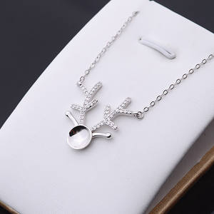 Collar con Colgante de Astas de Alce de Plata S925 Hecho a Mano, DIY, 8-10 Cuentas de Cera de Abeja, Nuevo, 320 Accesorios de Perlas, Colgantes y Dijes de Moda - Product Image 1