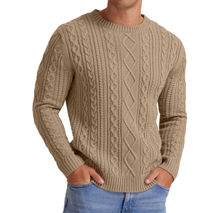 Pulls décontractés pour hommes en tricot vintage personnalisé, doux et amples pour l'hiver, col rond, tricot ample pour hommes - Product Image 3
