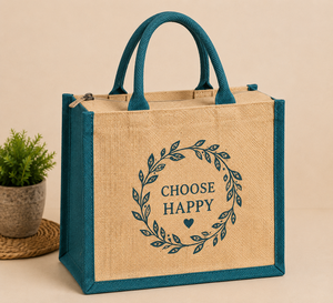 Sac fourre-tout en jute personnalisé de qualité supérieure avec fermeture à glissière, écologique, réutilisable, pour les courses, 35x30x15cm - Product Image 1