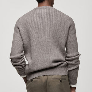 Cotton Crew Neck Pullover Heavyweight <b>Long</b> Sleeve Solid Color Warm Winter Wear Wool Pullover Sweater With Embroidered Logo - Product Image 4