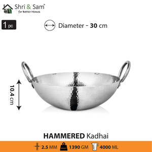 Batterie de cuisine gravée Triply Kadai Pro en acier inoxydable martelé profond - Product Image 6