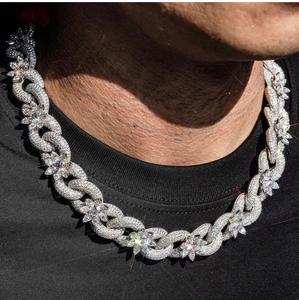 Cadena cubana Iced Out con diamantes de moissanita, joyería de hip hop de lujo, cadena chapada en oro personalizada para hombre - Product Image 3