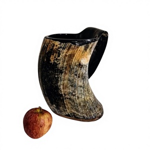 Vintage Fancy Reusable Natural Ox Horn American Style Beer Wine Mug Lightweight Eco-Friendly Bamboo Lid Camping Dishwasher Safe - Product Image 3