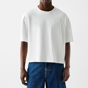 T-shirt de sport ample à col rond, color block, style hip-hop, sur mesure, haute qualité, pour homme, grandes tailles, streetwear, 100% coton - Product Image 6