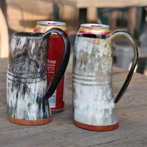 Taza artesanal de cuerno de búfalo natural, de origen ético, para beber cerveza, ideal para decoración de clubes, bares y restaurantes. - Product Image 2