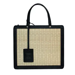 New trend 2020 seagrass leather bag