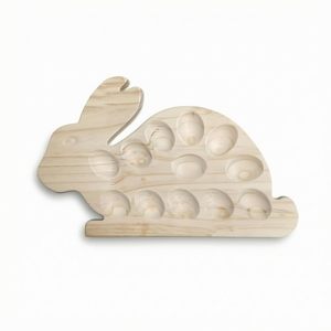 Porte-œufs en bois, plateau à œufs en bois rustique pour la cuisine, lapin naturel - Product Image 1