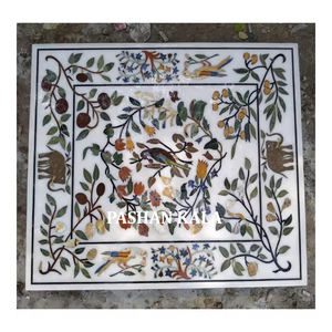 Dessus de table d'incrustation de café et de thé en marbre noir fait à la main de haute qualité pour la décoration de la maison Quantité en vrac à bas prix avec fabrication - Product Image 2