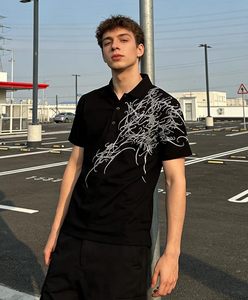 Camiseta Polo con Estampado Gótico Y2K para Hombre, Estilo Casual Vintage, Oversize, Punk, con Botones, Estilo Grunge, Ropa Urbana de Verano - Product Image 2