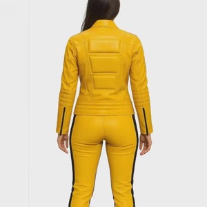 Kill Bill Gelber Lederanzug The Bride Beatrix Kiddo Cosplay-Kostüm Echte Lederjacke & Hose Halloween-Outfit - Product Image 2