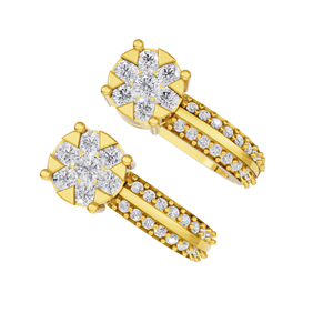 Aarinya Women's Trendy Floral Cluster Double-<b>Row</b> 18K Gold Plated Lab Grown Round Diamond Huggie Earrings IGI Certified <b>Gift</b> - Product Image 4